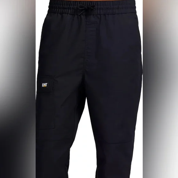 Men's Caterpillar, Tie Waist Stretch Ripstop Cuffed Cargo Black Pant Medium NWOT - Picture 2 of 2